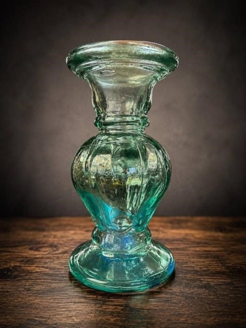 Vidrios San Miguel VINTAGE Recycled Green Sea Glass Vase/Candle Holder, 8" high